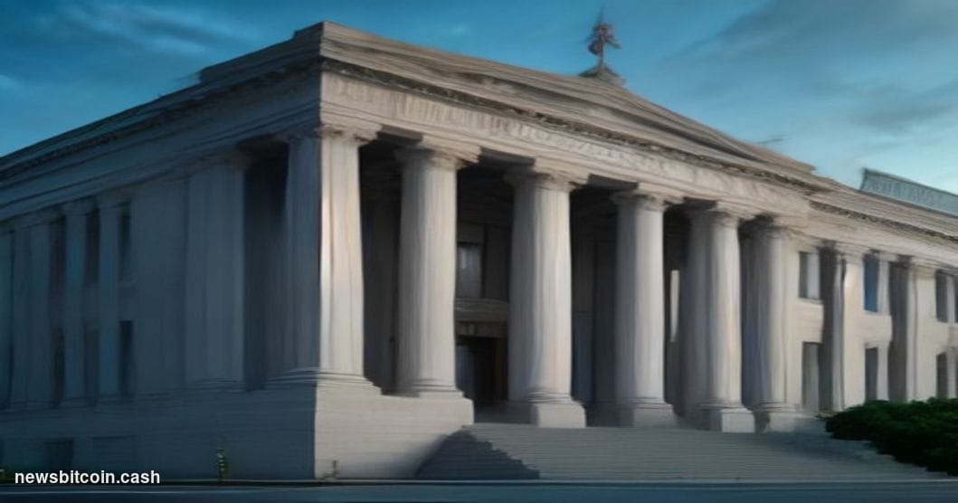 Cinematic photorealistic editorial photograph of the exterior of the SEC headquarters building in Washington D.C. — the neocl