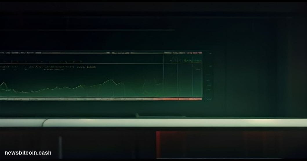 Cinematic photorealistic editorial photograph of a sleek trading terminal dashboard glowing with green and red perpetual futu