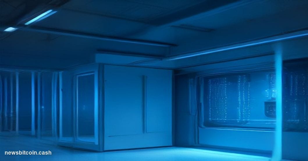 A cinematic photorealistic editorial photograph of a cutting-edge quantum computing laboratory at twilight, bathed in cold el