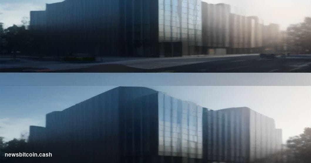 Cinematic photorealistic editorial photograph of a split-screen composition: on the left, the exterior of Robinhood's Menlo P