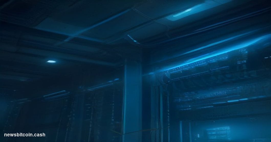 A cinematic photorealistic editorial photograph shot from a low angle looking up at Ethereum's symbolic infrastructure — a de