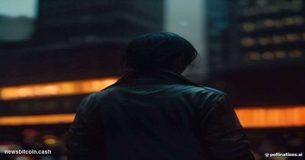 A cinematic photorealistic editorial photograph of a Robinhood-branded smartphone screen displaying a Bitcoin trading interfa