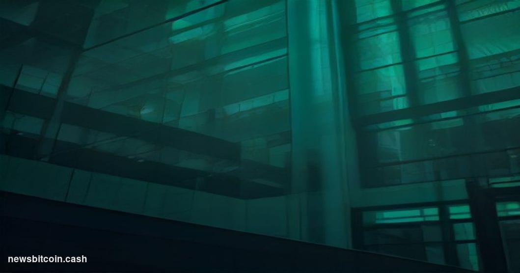 A cinematic photorealistic editorial photograph shot at ground level looking up at a large institutional trading floor visibl