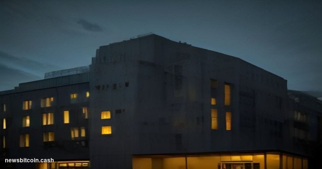 Cinematic photorealistic editorial photograph of the SEC headquarters building in Washington D.C. — the distinctive brutalist
