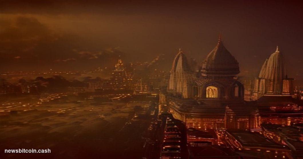 Cinematic photorealistic editorial photograph set in Bangkok, Thailand, with the distinctive golden spires of Wat Arun visibl