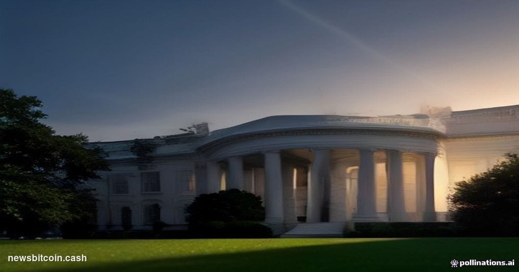 Cinematic photorealistic editorial photograph of the White House South Lawn at dusk, shot from a low angle with a 35mm lens, 