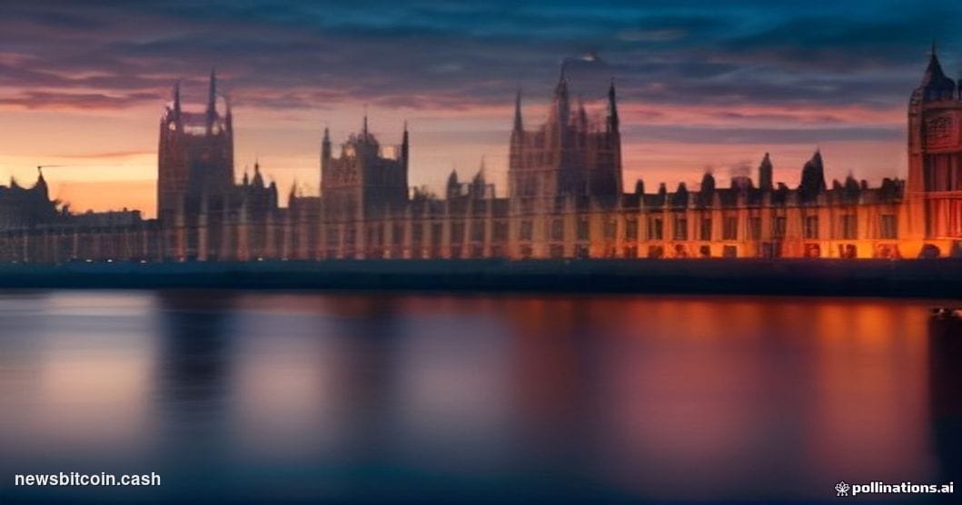 Cinematic photorealistic editorial photograph of the Palace of Westminster and Big Ben at dusk, shot from across the River Th