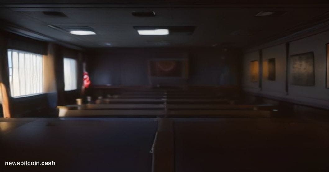 Cinematic photorealistic editorial photograph of a US Department of Justice briefing room in Washington D.C., shot from a low