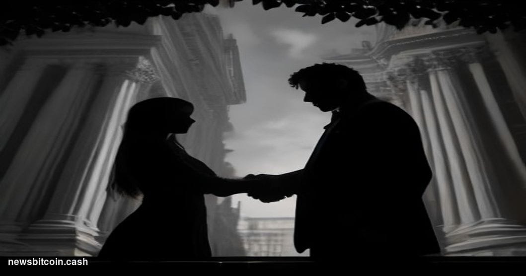 Cinematic photorealistic editorial photograph of the exterior of a government building in London — specifically the imposing 