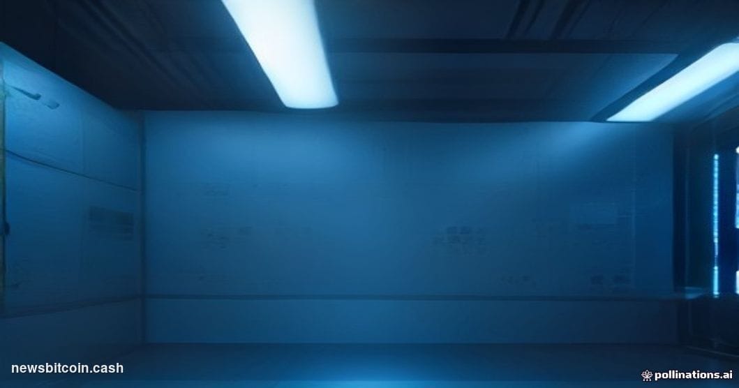 Cinematic photorealistic editorial photograph of a sleek, dimly lit research laboratory interior, foreground dominated by a g
