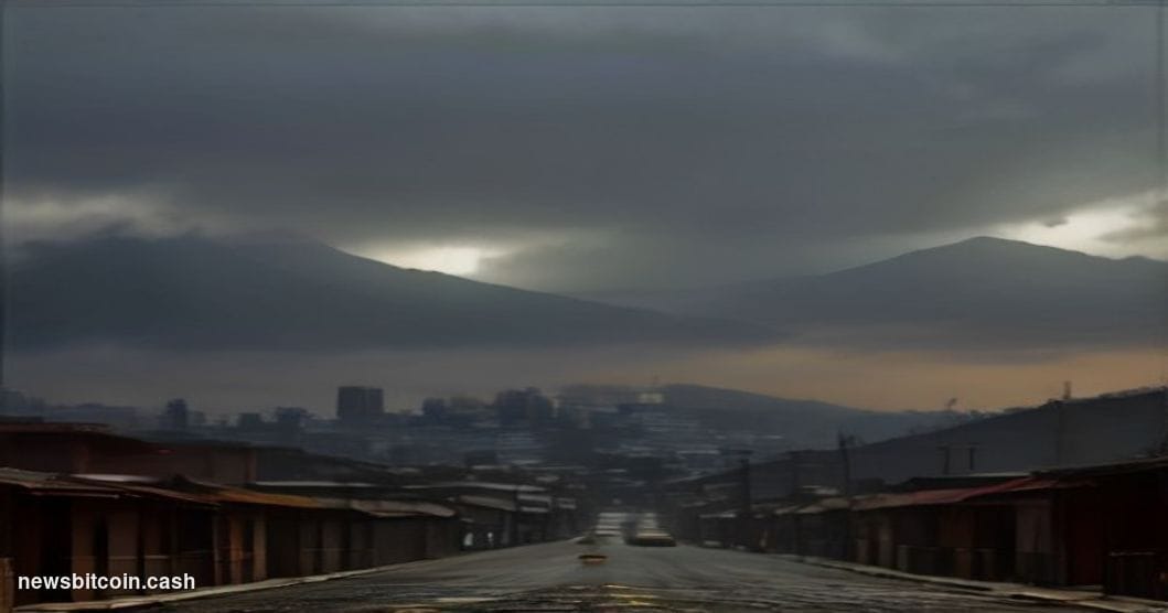 Cinematic photorealistic editorial photograph of a street-level scene in Caracas, Venezuela, with recognizable colonial-style