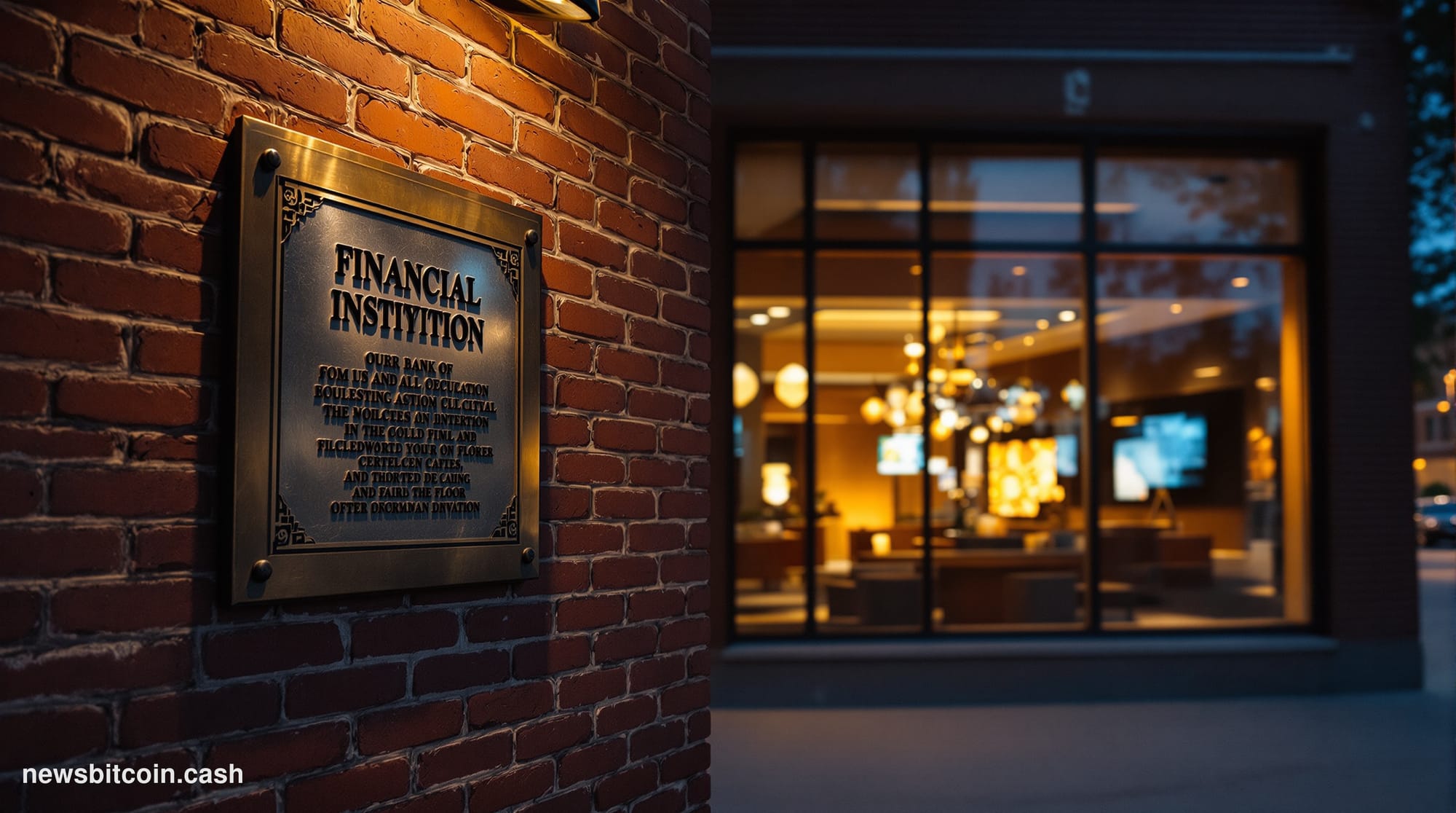 Cinematic photorealistic editorial photograph of a mid-sized American credit union branch exterior in St. Cloud, Minnesota, s