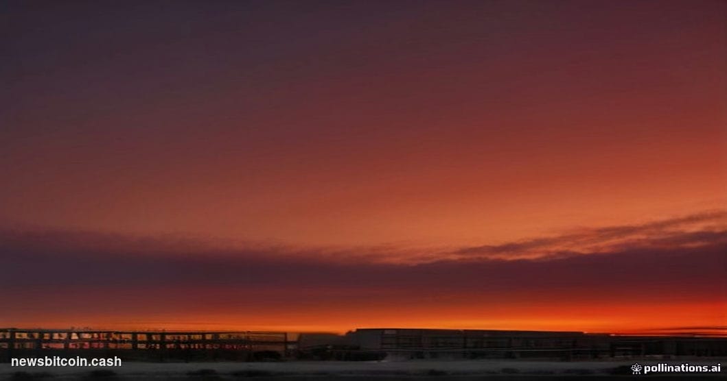 Cinematic photorealistic editorial photograph of a massive, partially constructed data center campus at dusk in the American 