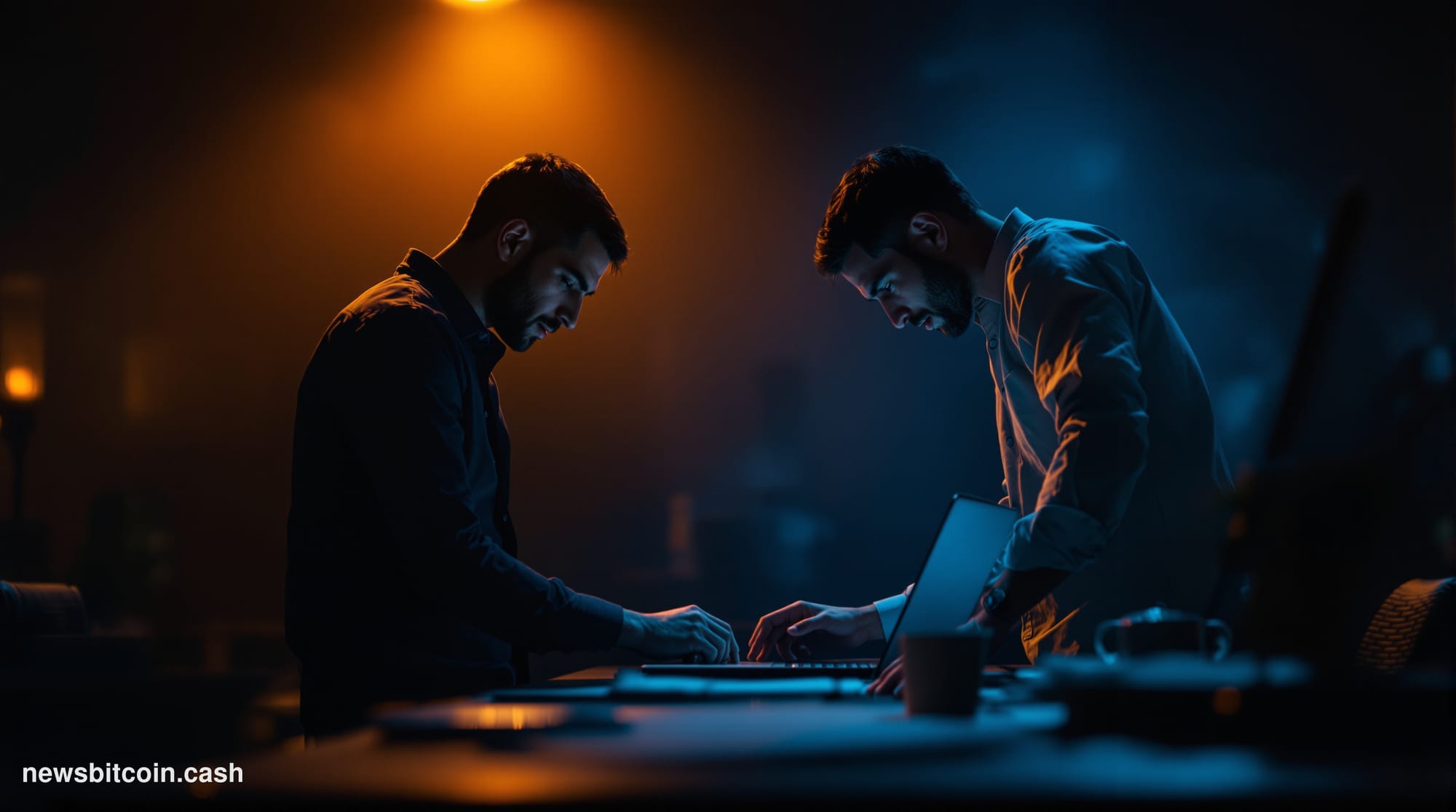 Cinematic photorealistic editorial photograph of a massive stone ledger book open on a heavy granite table, its pages filled 