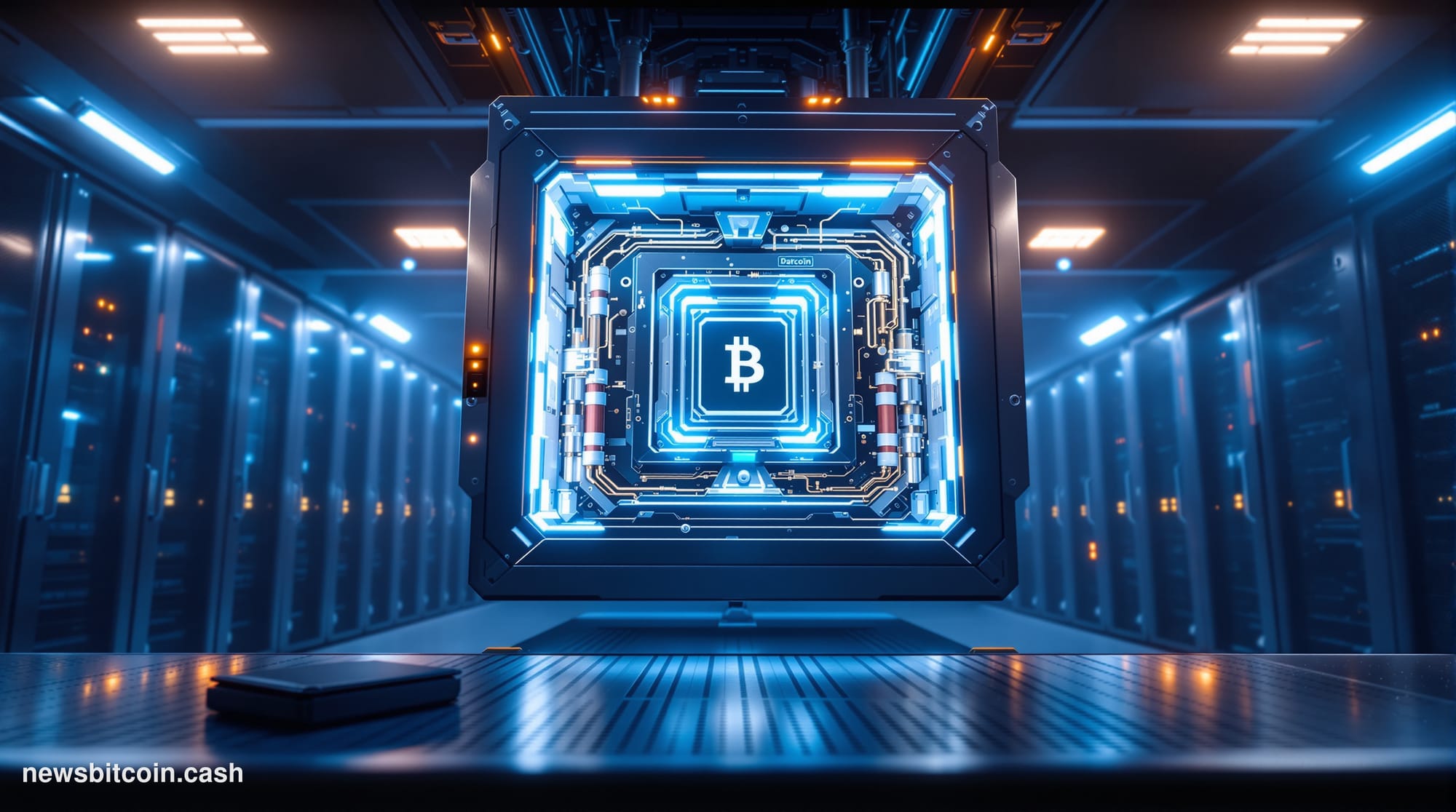 A cinematic photorealistic editorial photograph set in a dimly lit quantum computing research laboratory, with a massive cryo