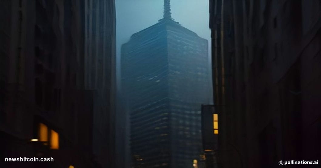 Cinematic photorealistic editorial photograph of the Wall Street financial district in Lower Manhattan, shot from a low angle