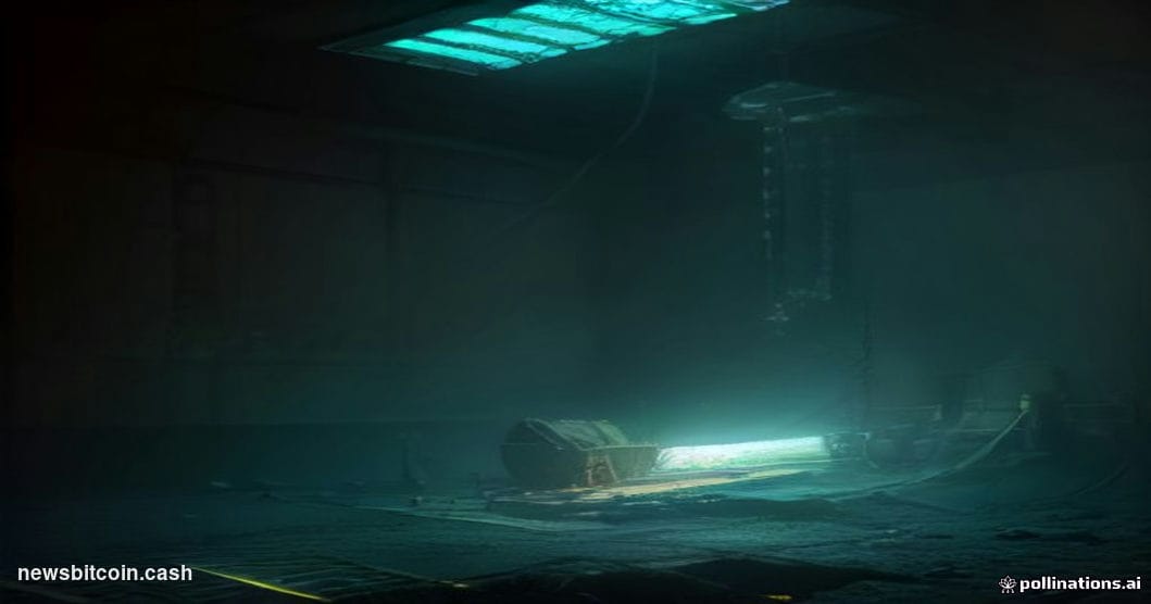 Cinematic photorealistic editorial photograph of a high-density immersion mining tank facility shot from a low angle, dramati