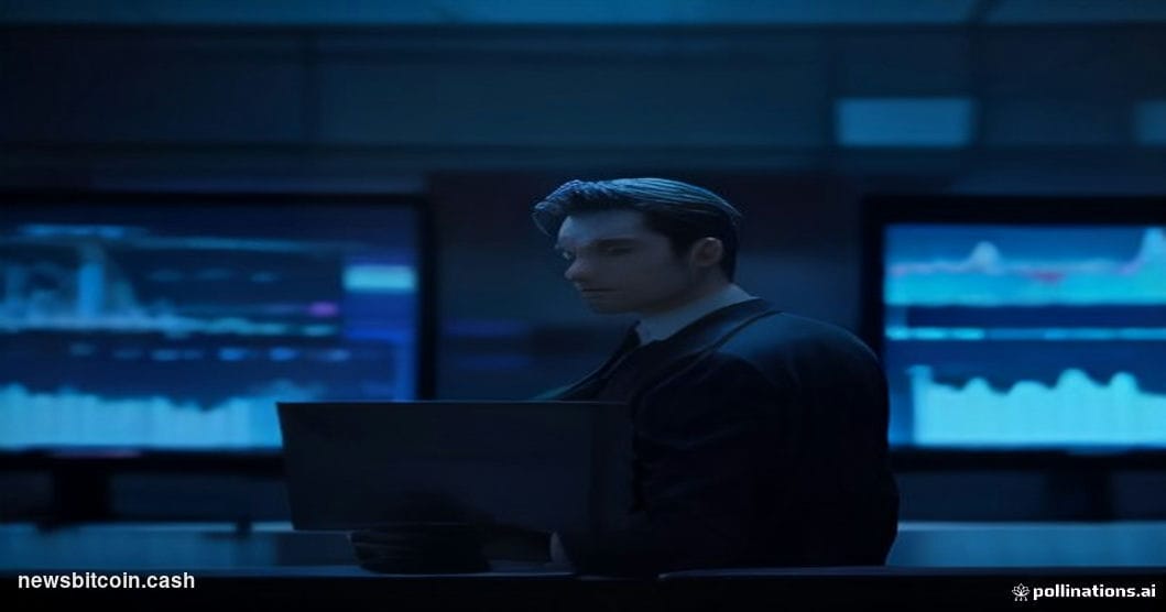 Cinematic photorealistic editorial photograph of a sleek, darkened financial trading floor with multiple Bloomberg terminal s