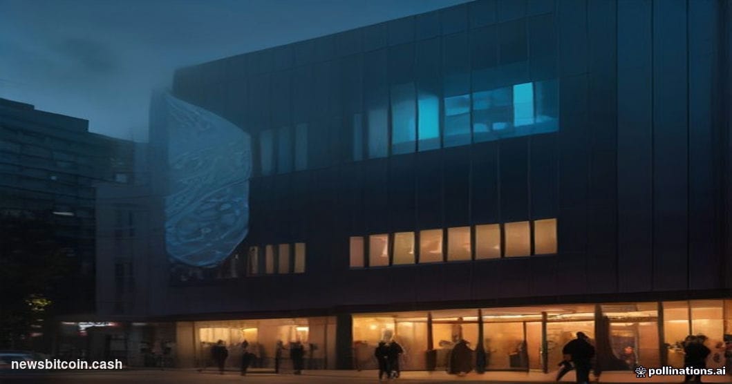 Cinematic photorealistic editorial photograph of a modern Bulgarian bank branch exterior at dusk, shot from a low street-leve