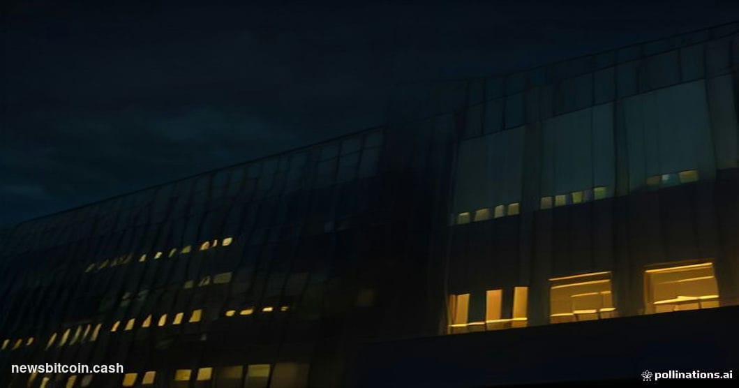 A cinematic photorealistic editorial photograph taken at a dramatic low angle looking up at the Chainlink logo rendered as il