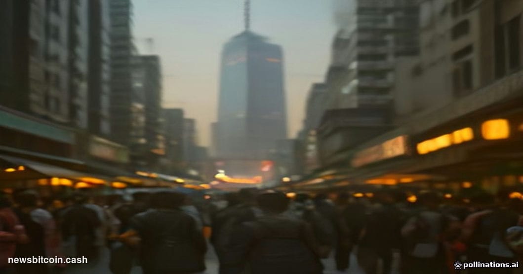 Cinematic photorealistic editorial photograph of a wide-angle street-level view of a bustling Southeast Asian market district