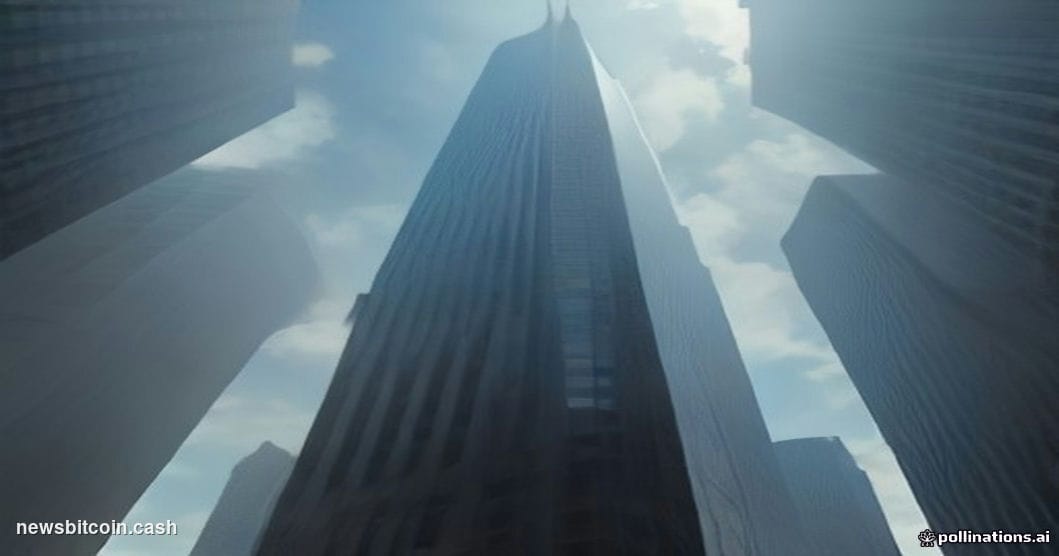 A cinematic photorealistic editorial photograph of the CME Group headquarters building in downtown Chicago, Illinois, shot fr