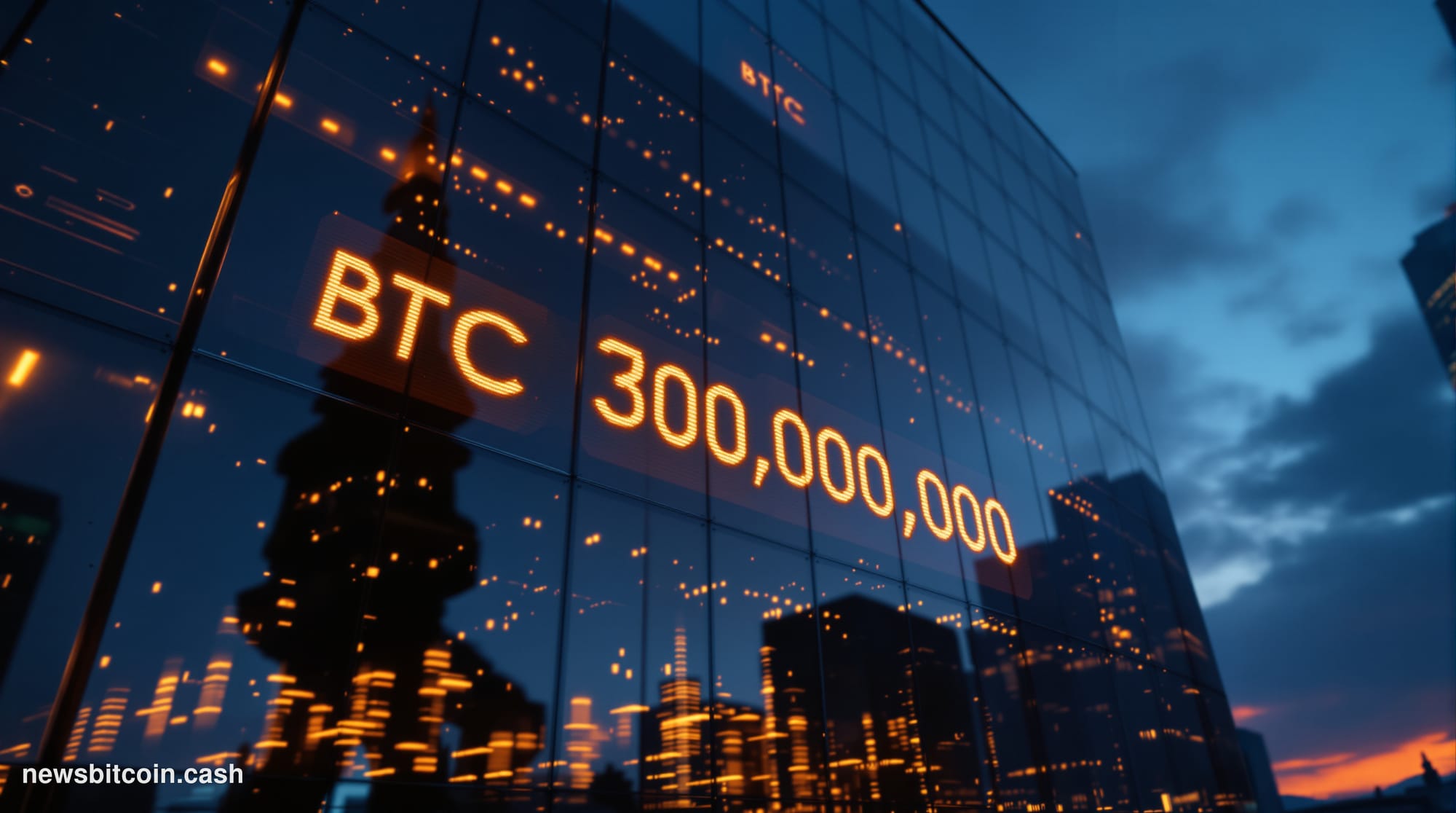 Cinematic photorealistic editorial photograph of the Coinbase headquarters building exterior in San Francisco, shot at dusk w