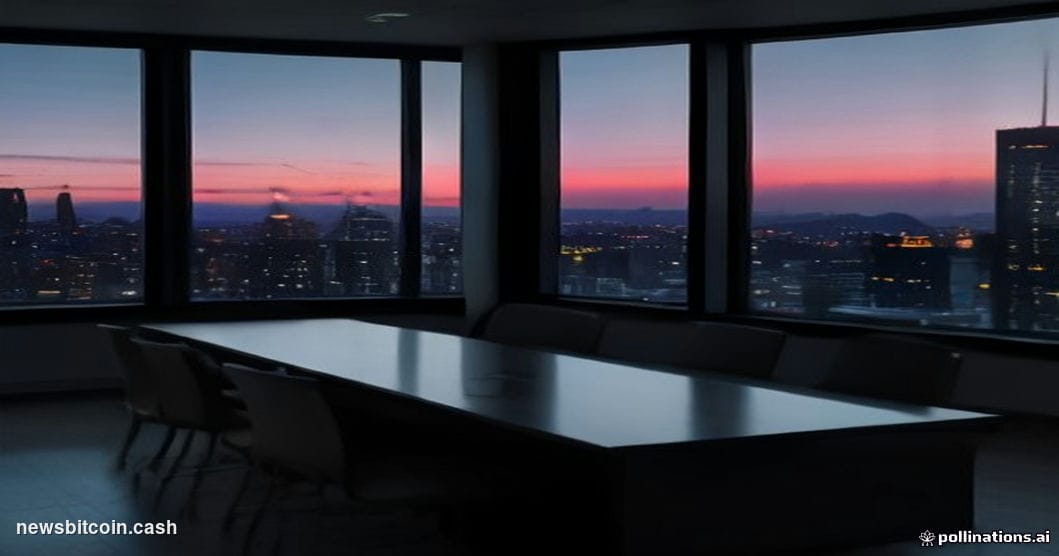 Cinematic photorealistic editorial photograph of a sleek corporate payment terminal on a polished boardroom conference table,