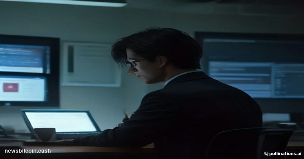 Cinematic photorealistic editorial photograph of a dimly lit cryptocurrency exchange operations center in Mumbai, India, with