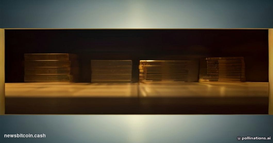 A cinematic photorealistic editorial photograph set in a dimly lit financial trading environment, with a dramatic split compo