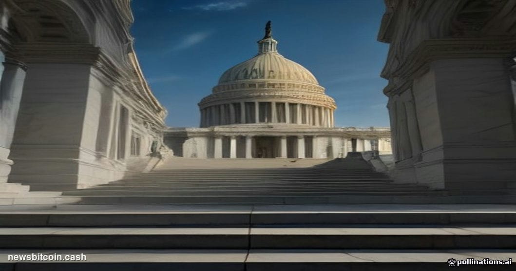 A wide-angle, low-perspective shot looking up the marble steps of the United States Capitol Building at dusk, its illuminated