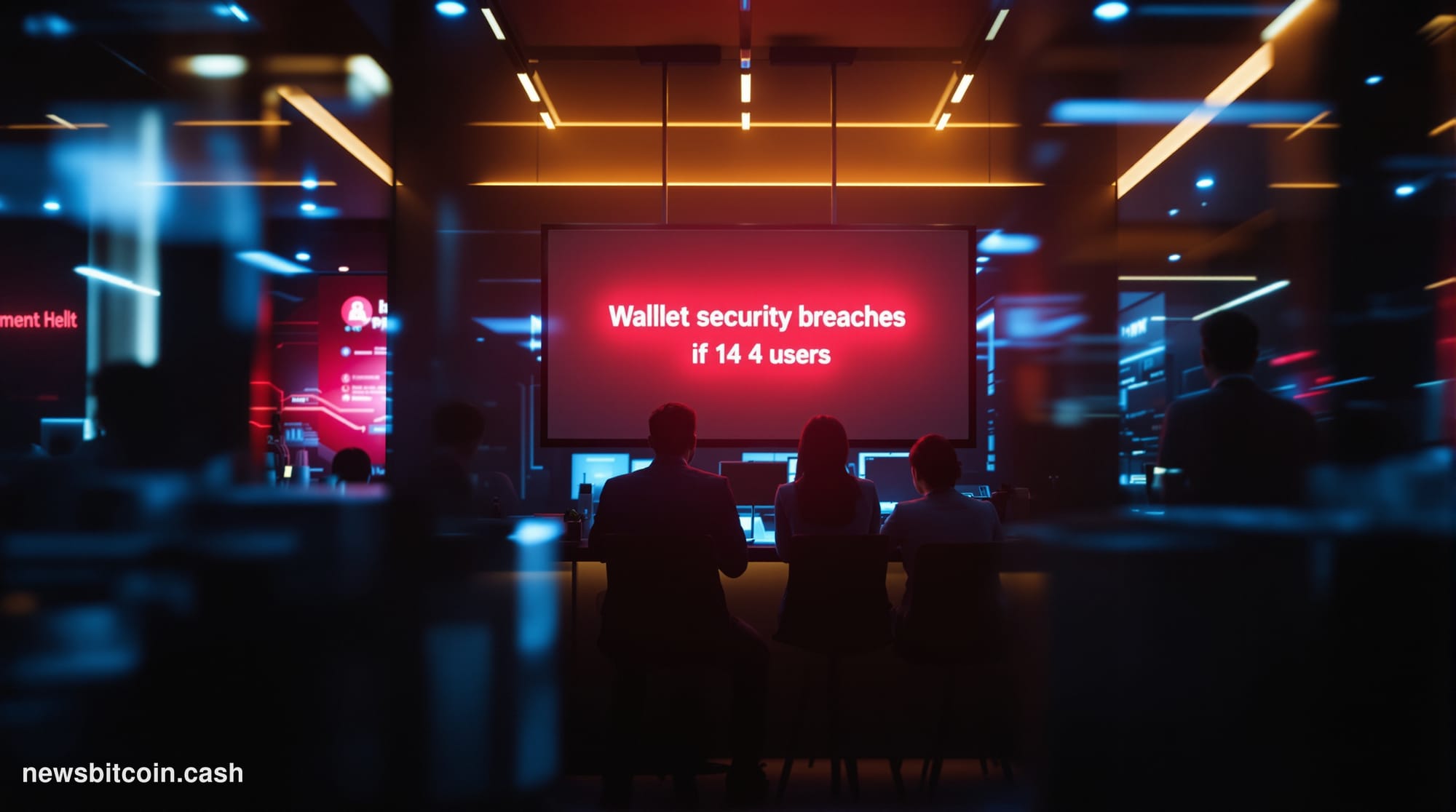 A cinematic photorealistic editorial photograph showing a darkened smartphone screen displaying a cryptocurrency wallet inter