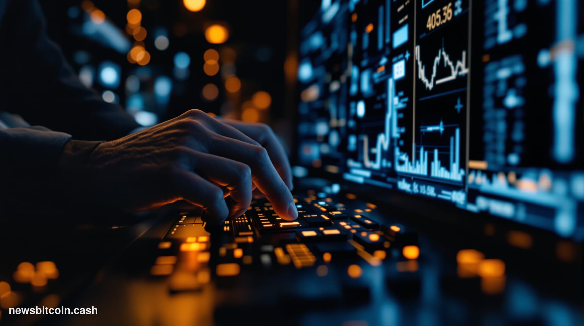 A cinematic photorealistic editorial photograph showcasing the intersection of traditional finance and cryptocurrency regulat