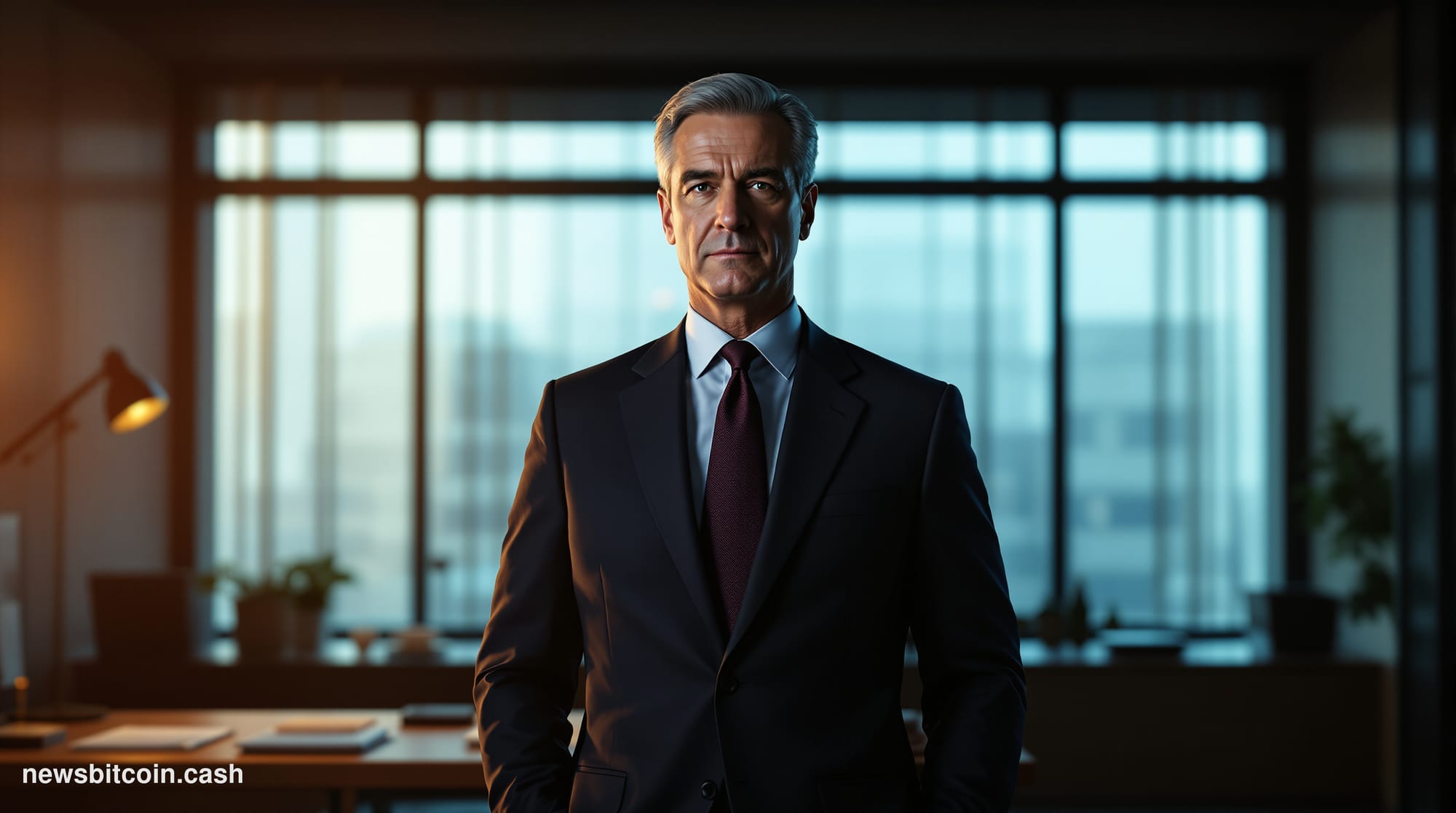 Cinematic photorealistic editorial photograph of the European Central Bank's iconic twin-tower headquarters in Frankfurt, Ger