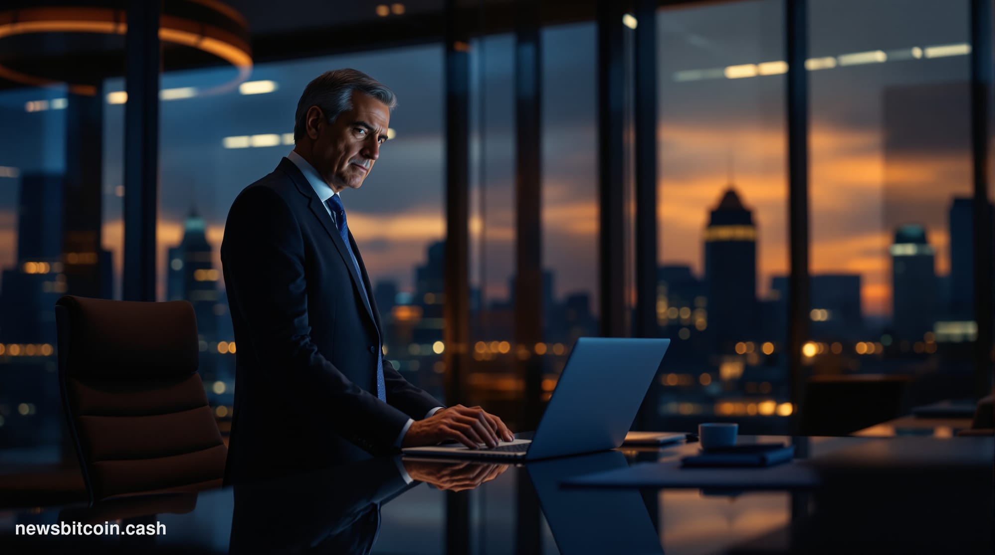 A cinematic photorealistic editorial photograph showing a darkened smartphone screen displaying a cryptocurrency wallet inter