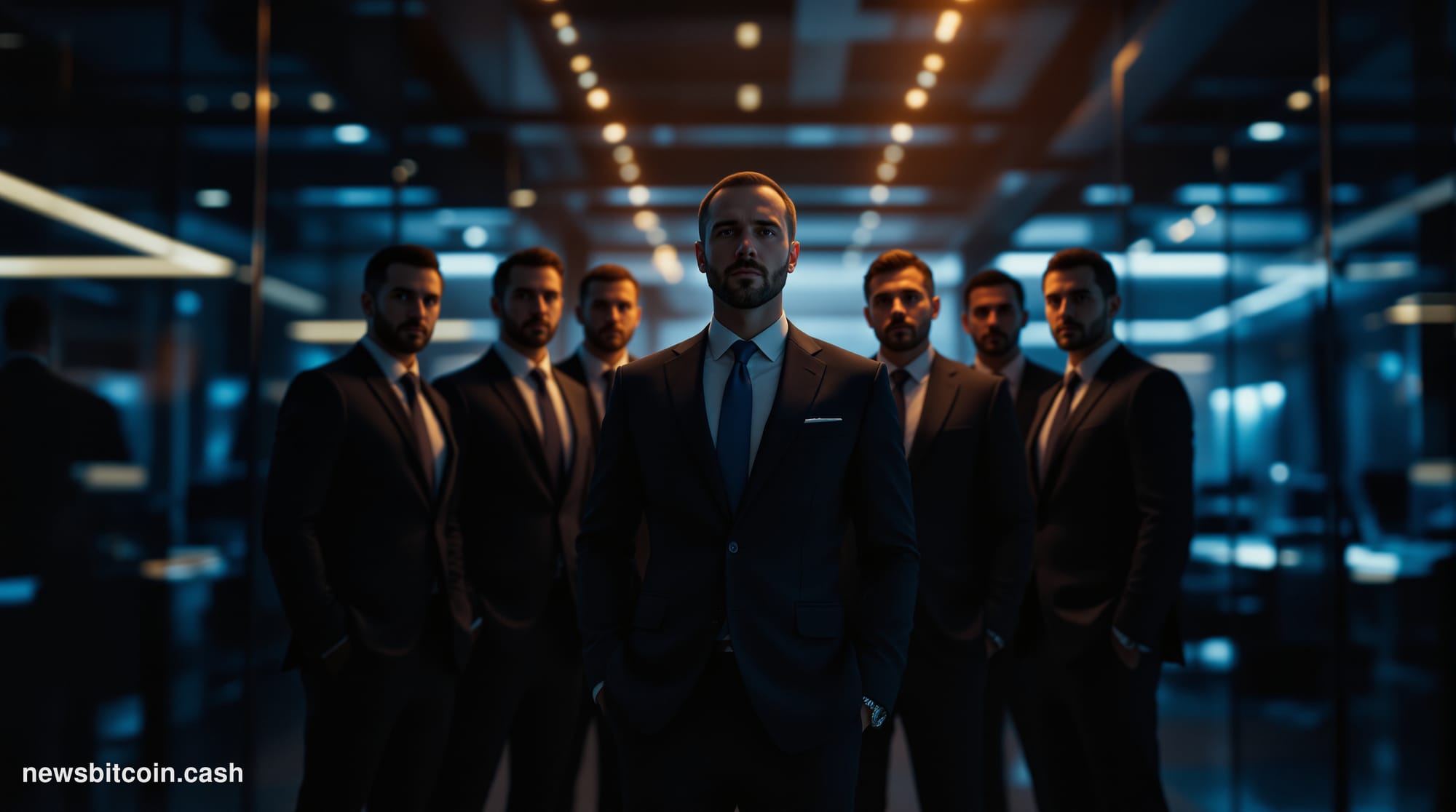 A cinematic photorealistic editorial photograph showing the iconic New York Department of Financial Services building in down
