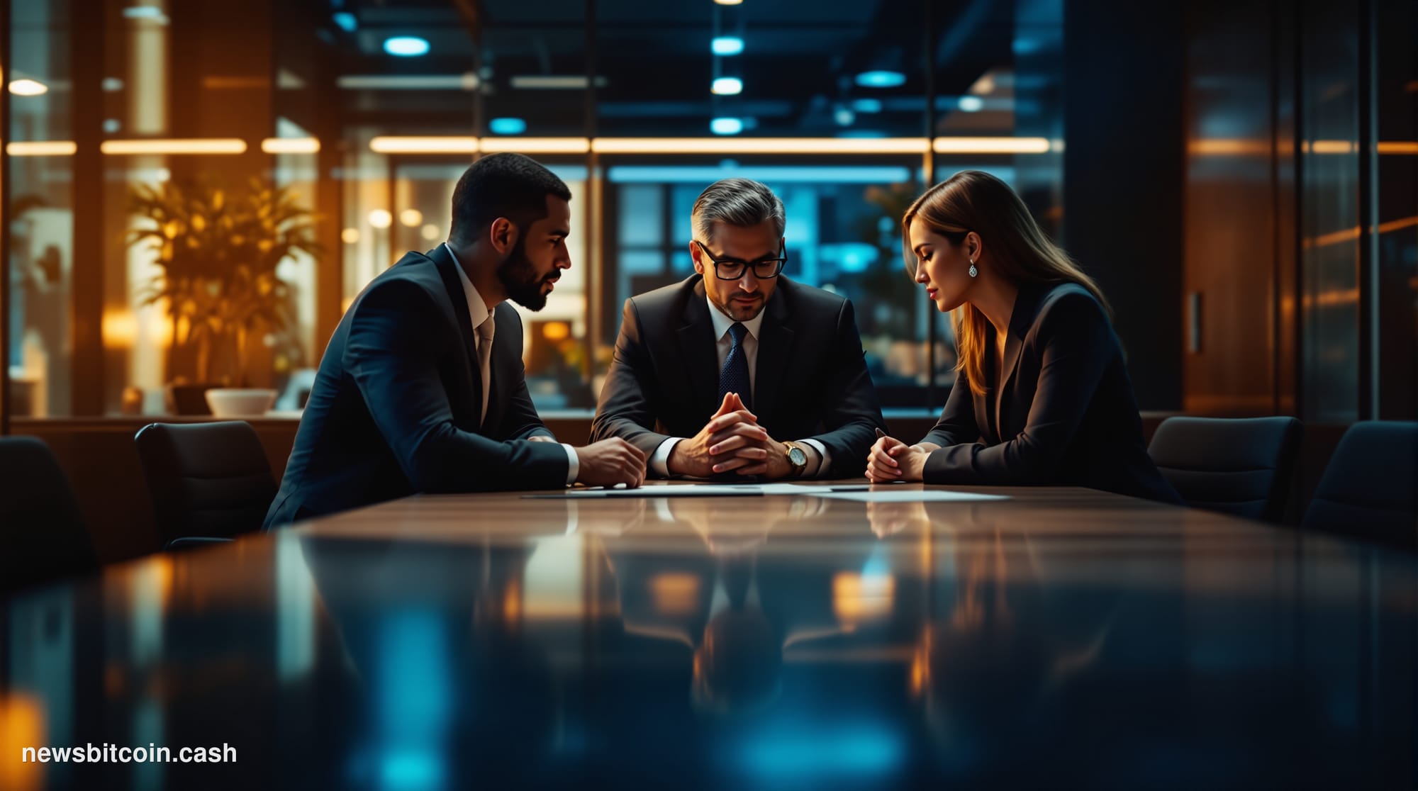 A cinematic photorealistic editorial photograph showcasing Standard Chartered's corporate headquarters in London's financial 