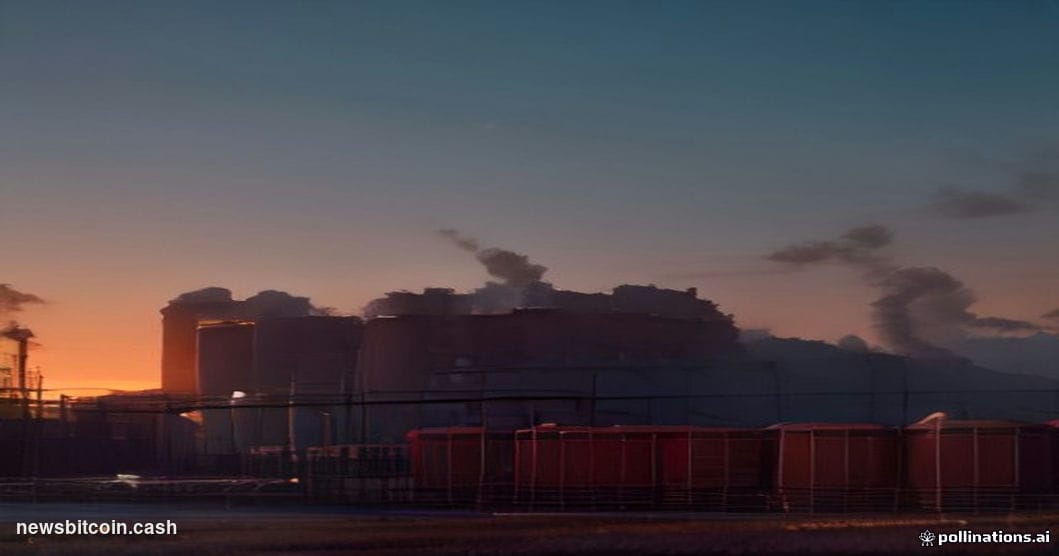 Cinematic photorealistic editorial photograph of a large industrial natural gas processing facility at dusk, with massive ste