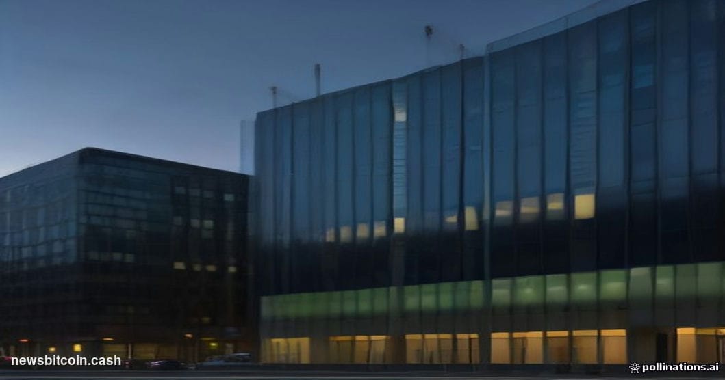 Cinematic photorealistic editorial photograph of the Financial Conduct Authority's Stratford, London headquarters — a sleek m