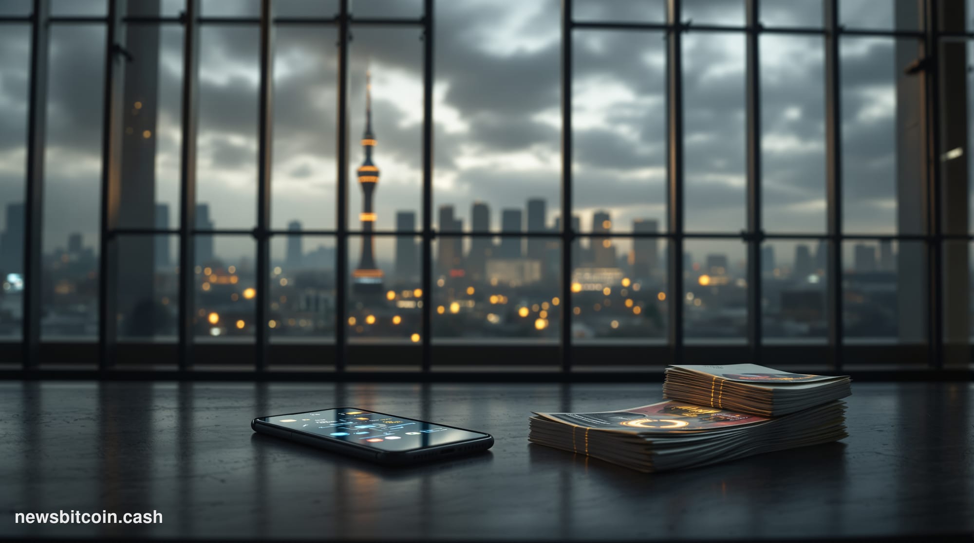 A cinematic photorealistic editorial photograph set in Tehran, Iran, with the recognizable skyline featuring the Milad Tower 