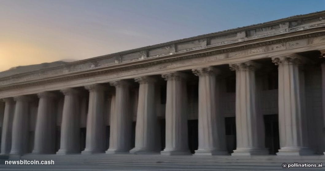 Cinematic photorealistic editorial photograph of the IRS headquarters building in Washington D.C. — the historic New Deal-era