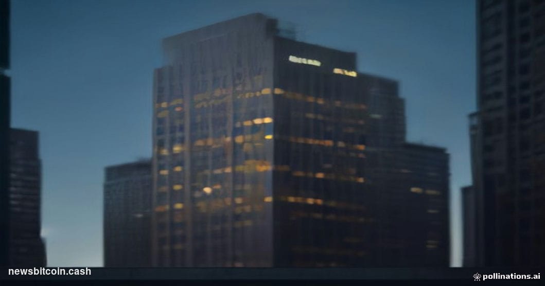 Cinematic photorealistic editorial photograph of JPMorgan Chase's iconic Manhattan headquarters at 383 Madison Avenue, shot f