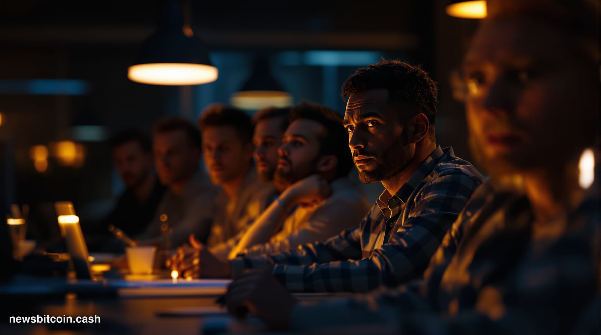 A cinematic photorealistic editorial photograph of Kraken's San Francisco headquarters building exterior during golden hour, 