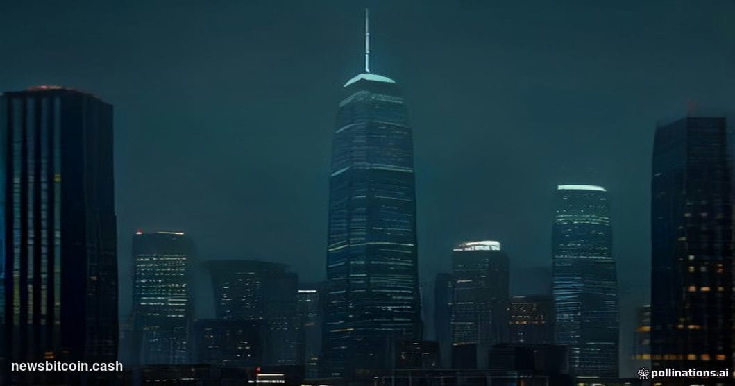 Cinematic photorealistic editorial photograph of Hong Kong's central financial district skyline at dusk, shot from a low angl