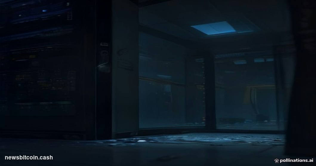 Cinematic photorealistic editorial photograph of a shattered digital lock superimposed over glowing blockchain node network l