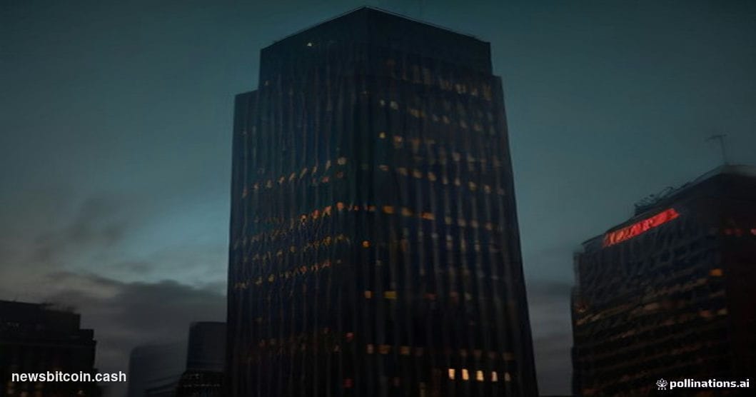 Cinematic photorealistic editorial photograph of the Bank of New York Mellon's iconic Manhattan headquarters tower shot from 