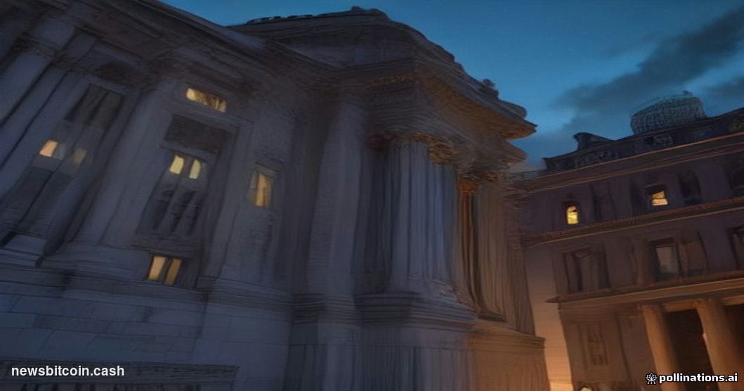 Cinematic photorealistic editorial photograph of the Office of the Comptroller of the Currency's neoclassical Washington D.C.