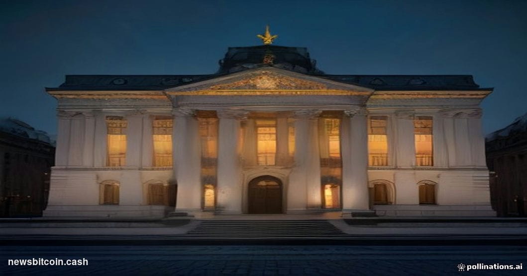 Cinematic photorealistic editorial photograph of the Bank of Russia's imposing neoclassical headquarters building on Neglinna