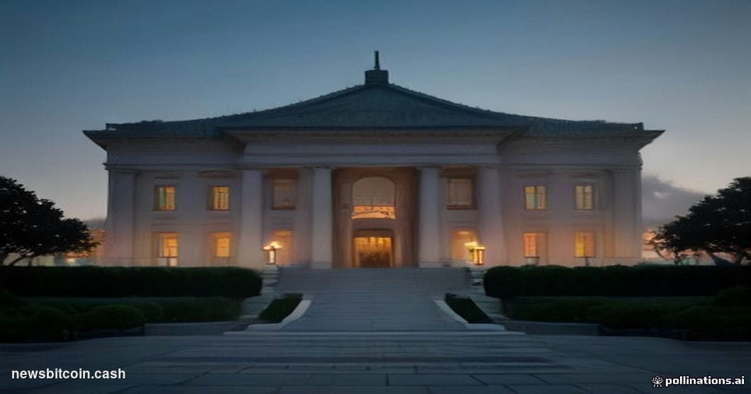 Cinematic photorealistic editorial photograph of the South Korean National Assembly building in Yeouido, Seoul, shot from a l