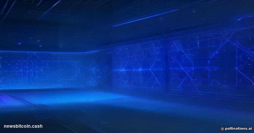 Cinematic photorealistic editorial photograph of a glowing quantum computing array in a dimly lit research laboratory, with c